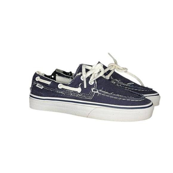 Vans Zapato Del Barco Boat Shoe Navy Blue Canvas Boat Shoes Size 8 Womens - Picture 3 of 6